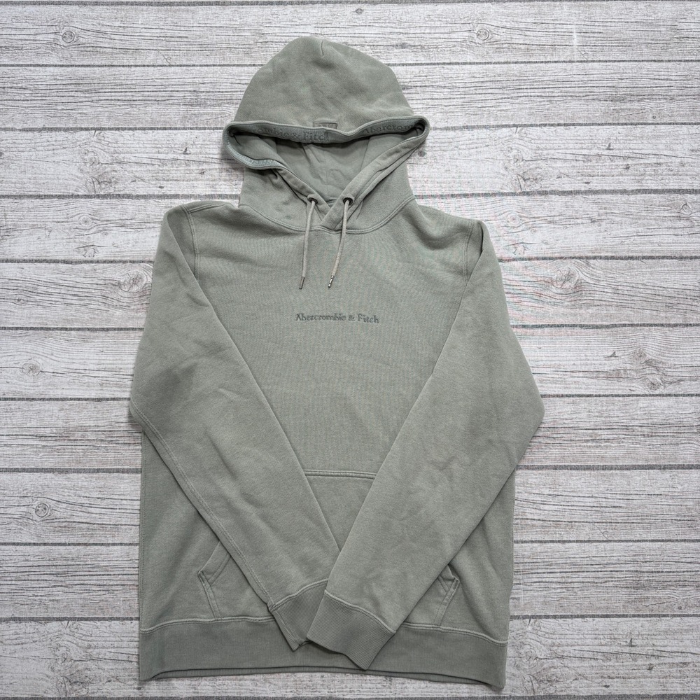 Abercrombie & Fitch Hoodie Men's Medium Olive Green Soft Fleece Pullover Lounge
